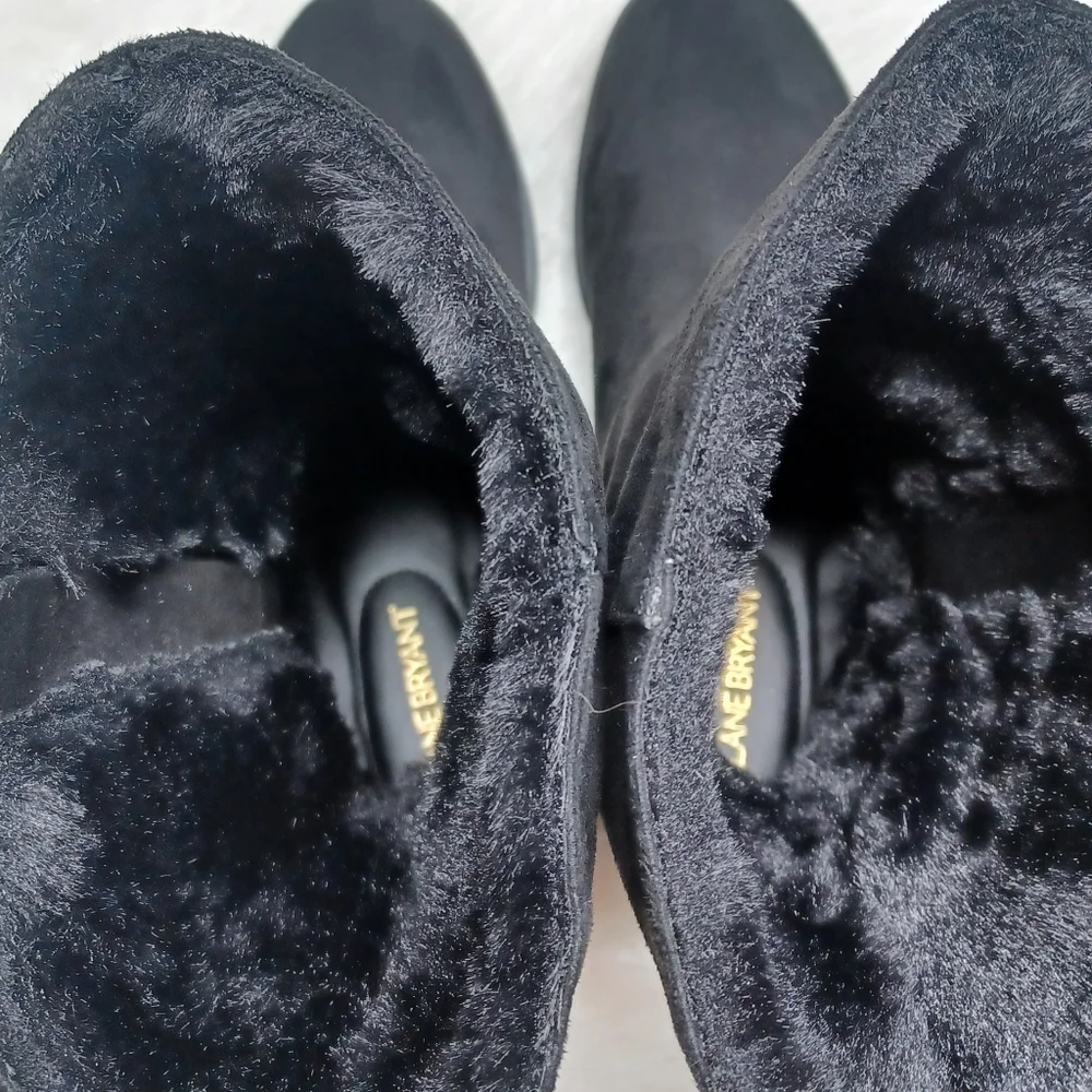 NWT Lane Bryant Boots 3 Ways to Wear Black Suede like Fur like Material Size 11W